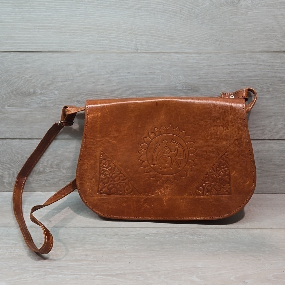 Handmade Tunisia Leather Crossbody Bag HOBO Boho